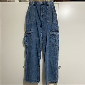High Waisted Wide Leg Cargo Jeans